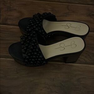 Black Woven Mules with Open Toe